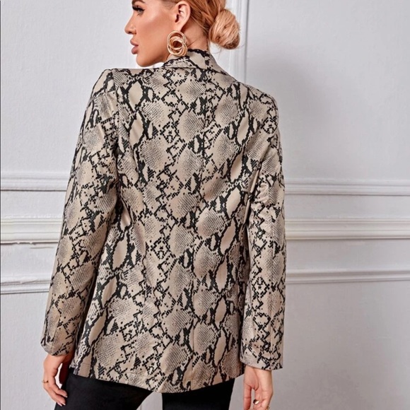 Snake skin print blazer jacket brown black - Picture 3 of 3